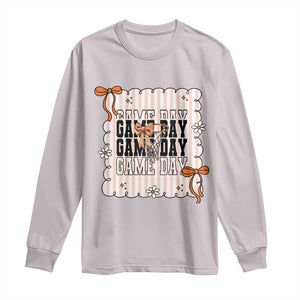 Basketball Game Day Long Sleeve Shirt Retro Coquette Bow Gift For Sport Lovers TS12 Ice Gray Print Your Wear