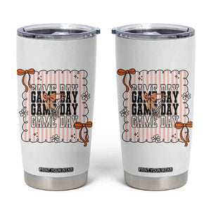 Basketball Game Day Tumbler Cup Retro Coquette Bow Gift For Sport Lovers TS12 White Print Your Wear