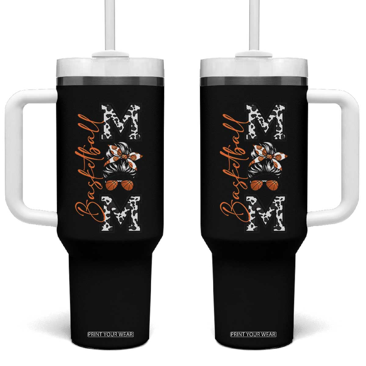 Basketball Mom Tumbler With Handle Retro Style Gift For Sports Lover TS12 One Size: 40 oz Black Print Your Wear