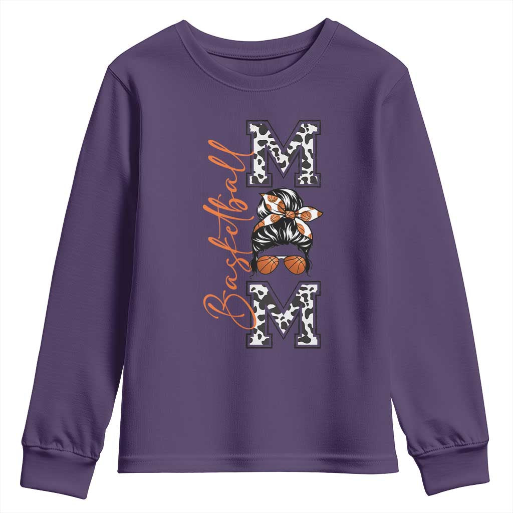 Basketball Mom Youth Sweatshirt Retro Style Gift For Sports Lover TS12 Purple Print Your Wear