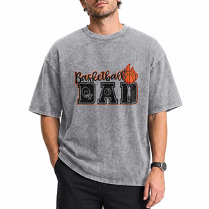 Basketball Dad Washed Cotton T-Shirt Gift For Sport Lover