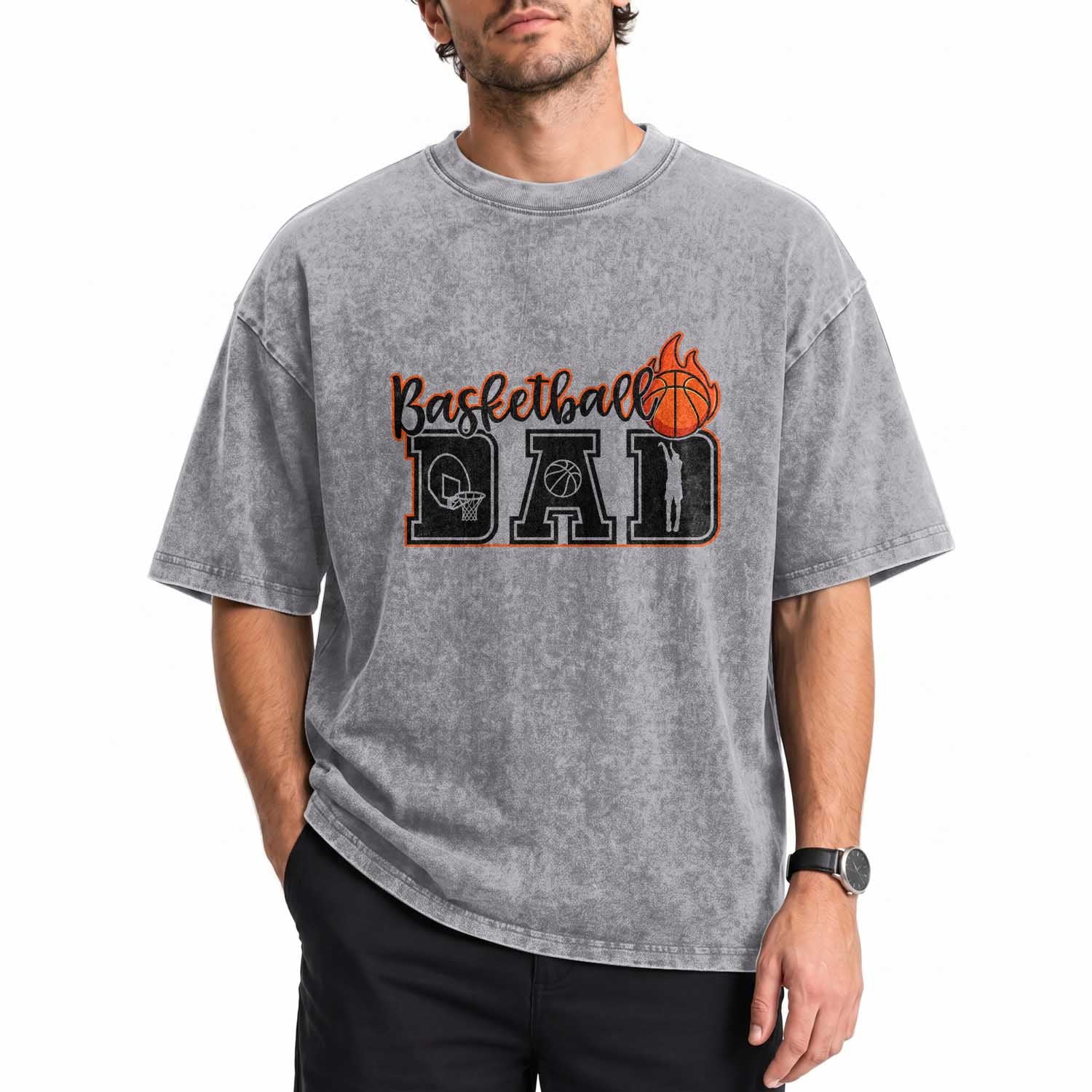 Basketball Dad Washed Cotton T-Shirt Gift For Sport Lover
