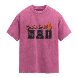 Basketball Dad Washed Cotton T-Shirt Gift For Sport Lover