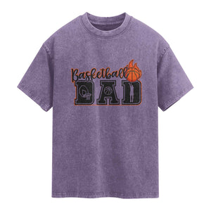 Basketball Dad Washed Cotton T-Shirt Gift For Sport Lover