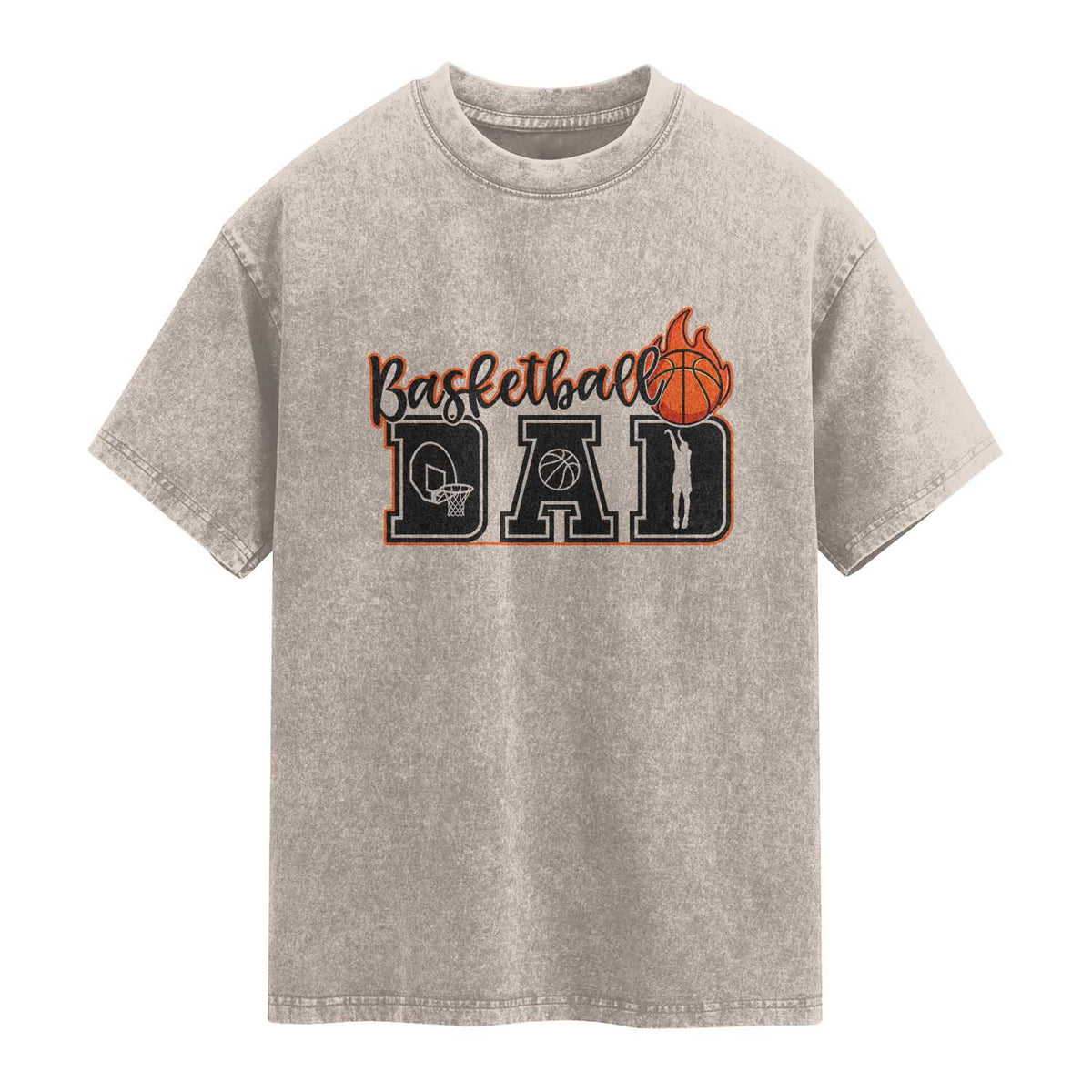 Basketball Dad Washed Cotton T-Shirt Gift For Sport Lover