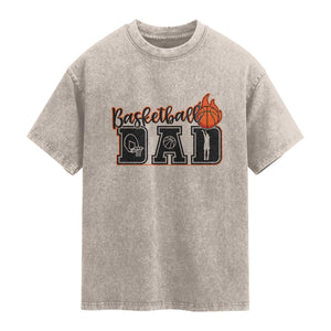 Basketball Dad Washed Cotton T-Shirt Gift For Sport Lover
