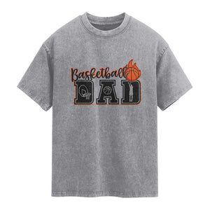 Basketball Dad Washed Cotton T-Shirt Gift For Sport Lover