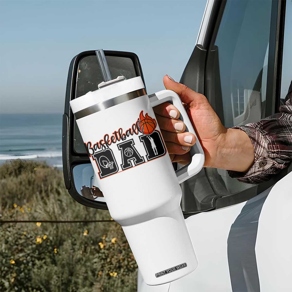 Basketball Dad Tumbler With Handle Gift For Sport Lover TS12 Print Your Wear