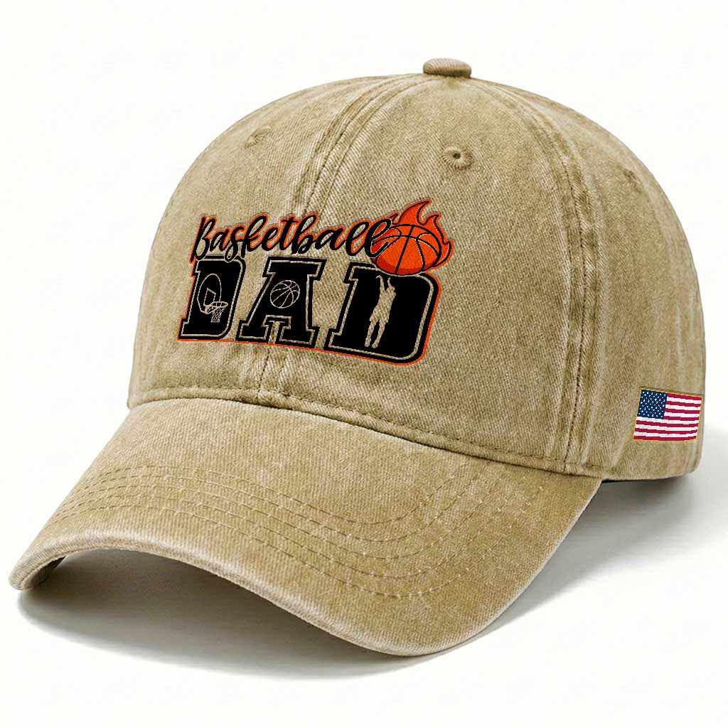 Basketball Dad Washed Cotton Baseball Cap Gift For Sport Lover TS12 Print Your Wear