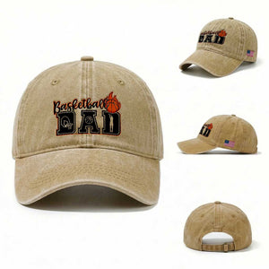 Basketball Dad Washed Cotton Baseball Cap Gift For Sport Lover TS12 Washed Cap Universal Fit Khaki Print Your Wear