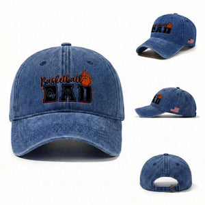 Basketball Dad Washed Cotton Baseball Cap Gift For Sport Lover TS12 Washed Cap Universal Fit Royal Blue Print Your Wear