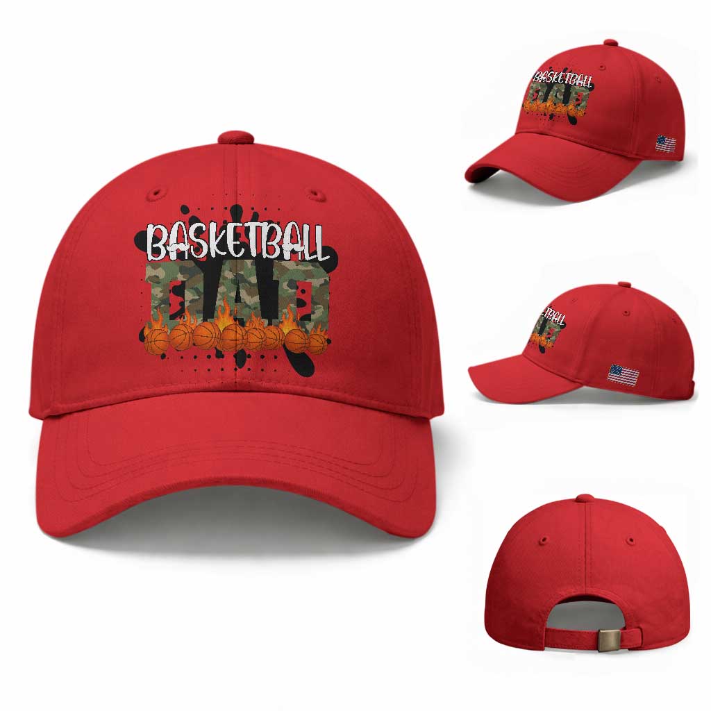 Basketball Dad Baseball Cap Camouflage Flame Graphic For Sport Lover TS12 Baseball Cap Universal Fit Red Print Your Wear