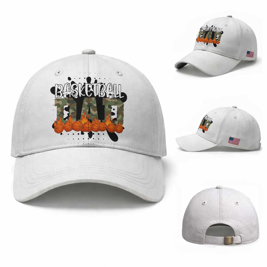 Basketball Dad Baseball Cap Camouflage Flame Graphic For Sport Lover TS12 Baseball Cap Universal Fit White Print Your Wear