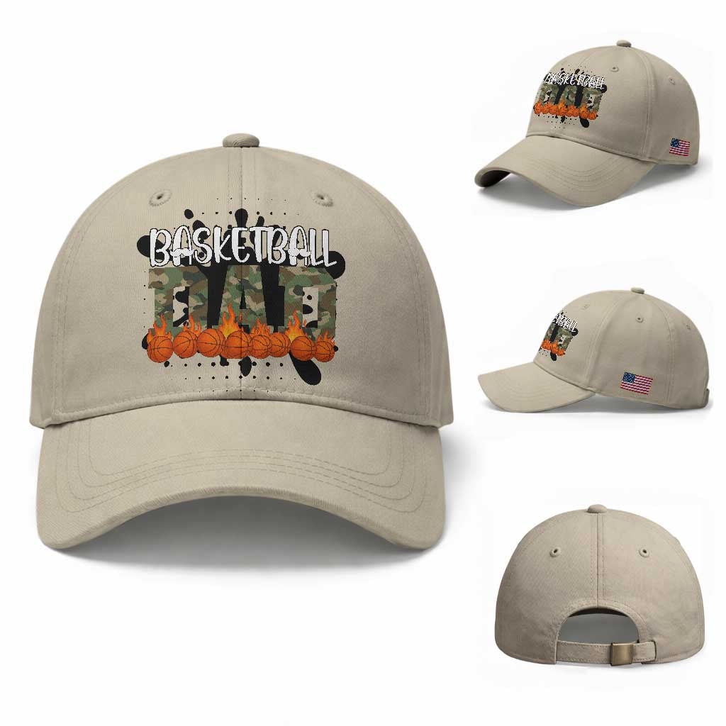 Basketball Dad Baseball Cap Camouflage Flame Graphic For Sport Lover TS12 Baseball Cap Universal Fit Beige Print Your Wear