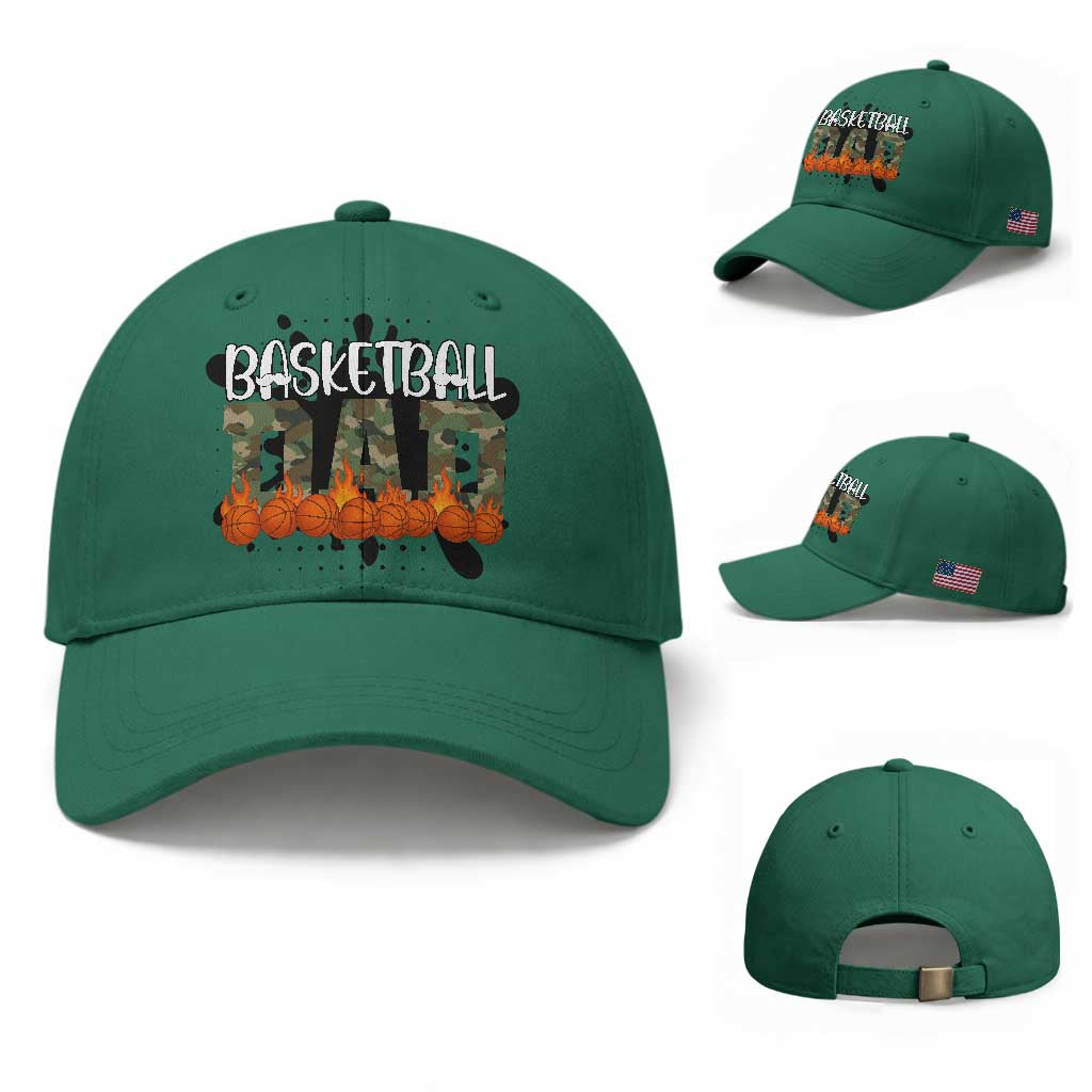 Basketball Dad Baseball Cap Camouflage Flame Graphic For Sport Lover TS12 Baseball Cap Universal Fit Irish Green Print Your Wear