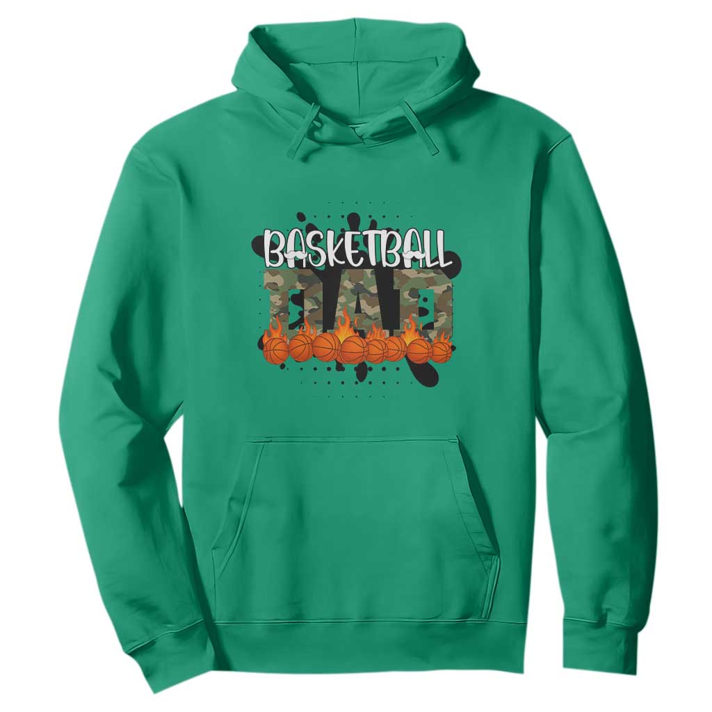 Basketball Dad Hoodie Camouflage Flame Graphic For Sport Lover TS12 Irish Green Print Your Wear