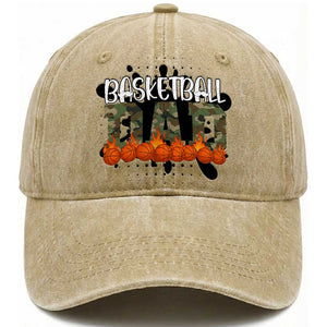 Basketball Dad Washed Cotton Baseball Cap Camouflage Flame Graphic For Sport Lover TS12 Print Your Wear
