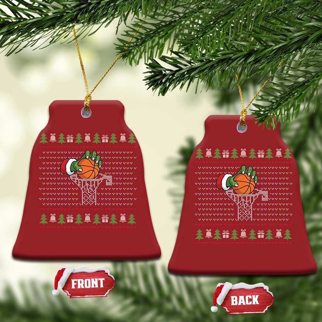 Funny Zombie Hand Basketball Xmas Gift Christmas Ornament TS12 Bell Flake Red Print Your Wear