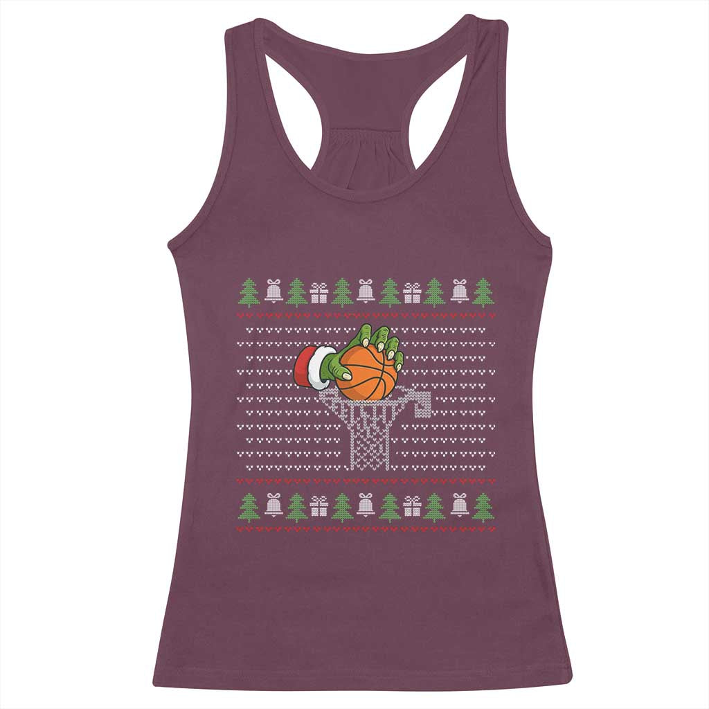 Funny Zombie Hand Basketball Christmas Gift Racerback Tank Top TS12 Maroon Print Your Wear