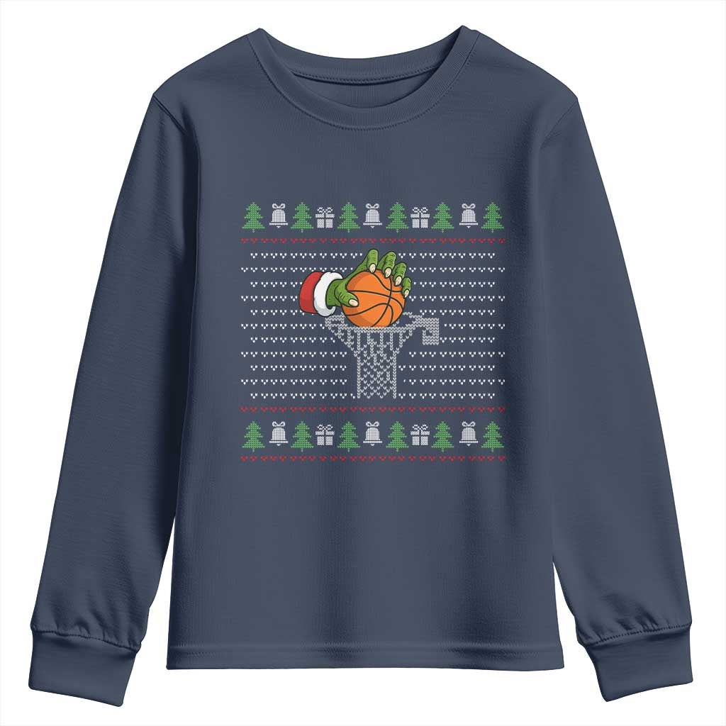 Funny Zombie Hand Basketball Christmas Gift Youth Sweatshirt TS12 Navy Print Your Wear