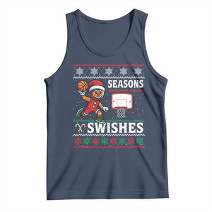 Seasons Swishes Tank Top Funny Gingerbread Basketball Christmas Gift TS12 Navy Print Your Wear
