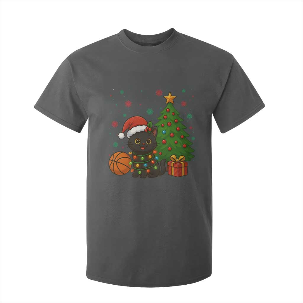 Funny Christmas Black Cat T Shirt For Kid Gift For Cat Lover TS12 Dark Heather Print Your Wear