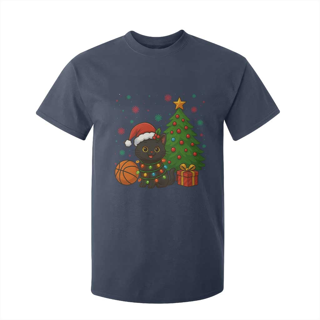 Funny Christmas Black Cat T Shirt For Kid Gift For Cat Lover TS12 Navy Print Your Wear