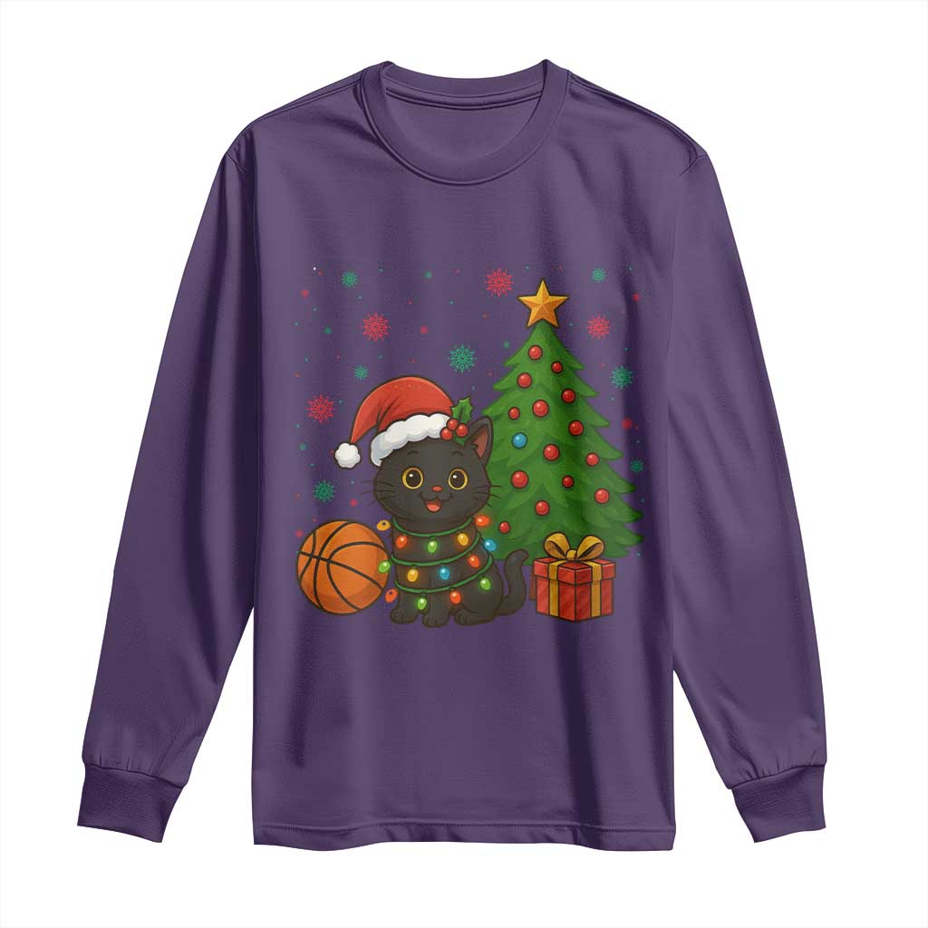Funny Christmas Black Cat Long Sleeve Shirt Gift For Cat Lover TS12 Purple Print Your Wear