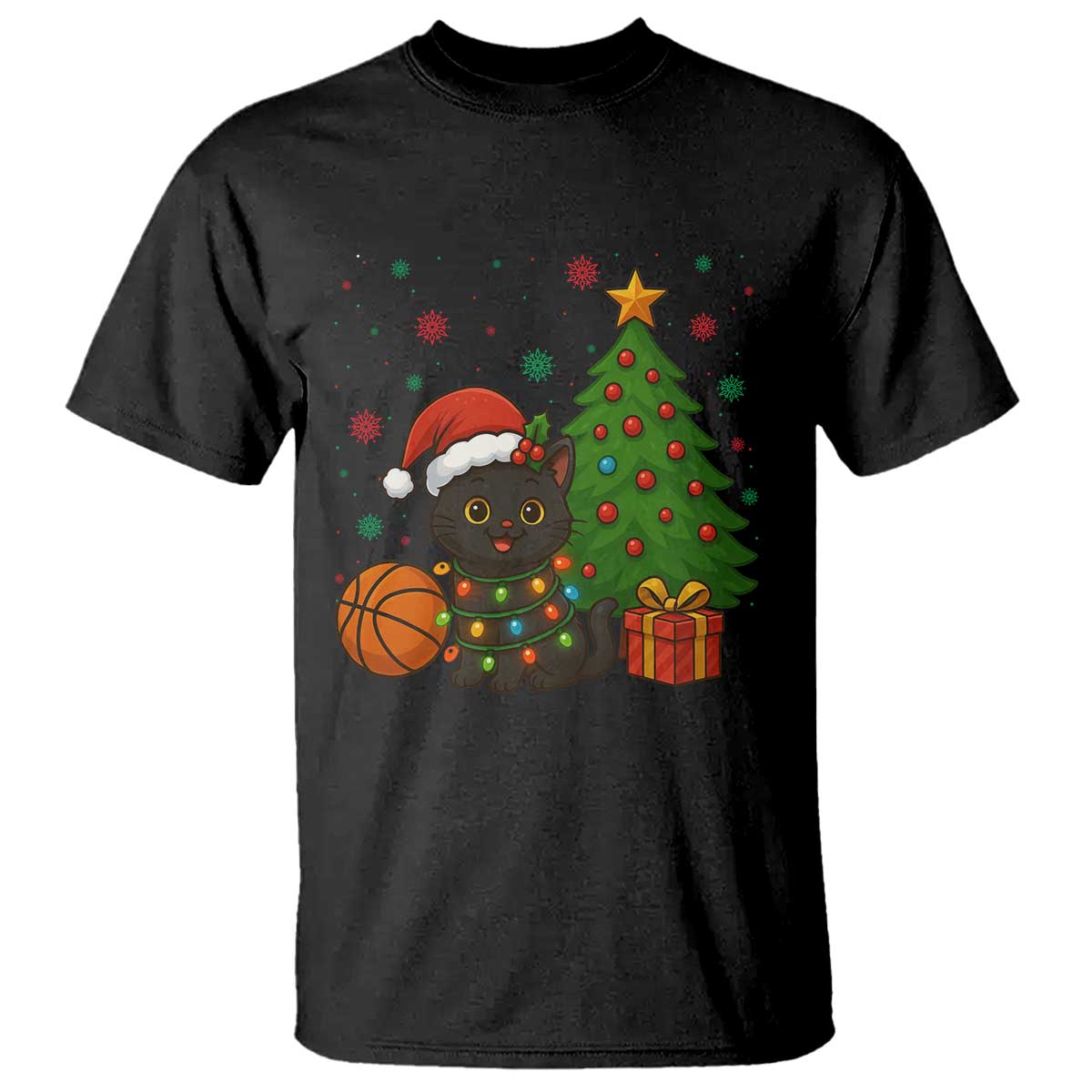 Funny Christmas Black Cat T Shirt Gift For Cat Lover TS12 Black Print Your Wear