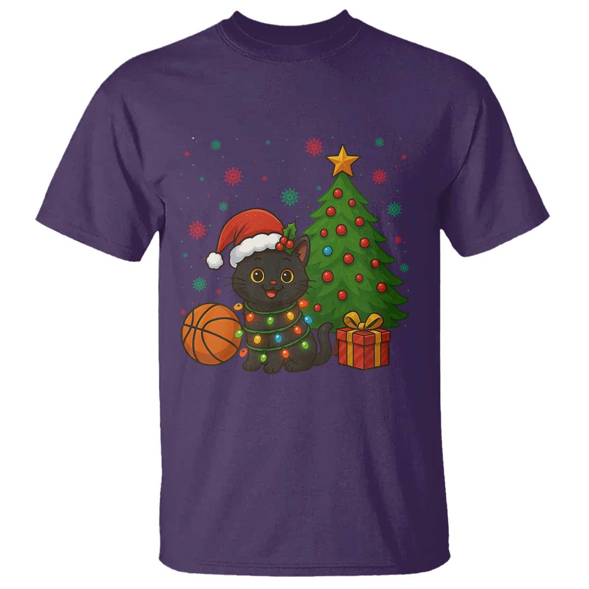 Funny Christmas Black Cat T Shirt Gift For Cat Lover TS12 Purple Print Your Wear