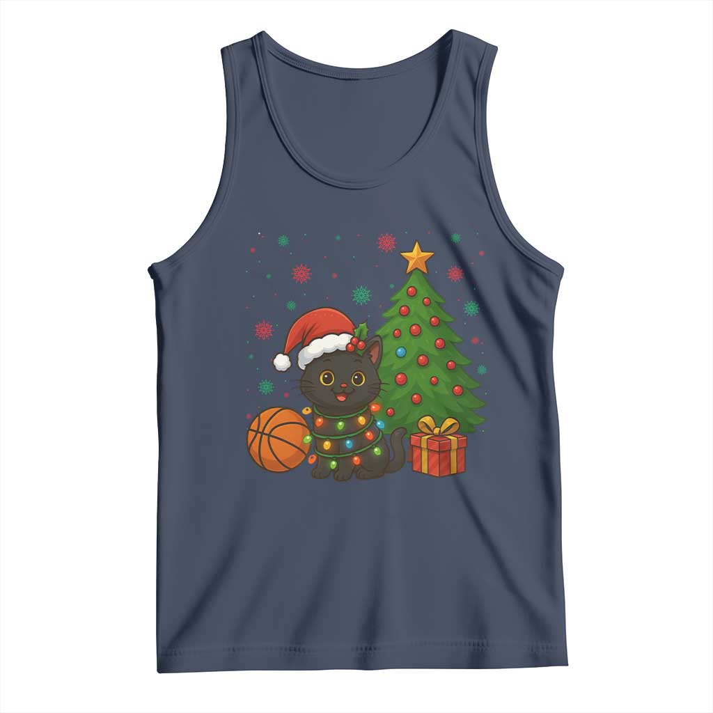 Funny Christmas Black Cat Tank Top Gift For Cat Lover TS12 Navy Print Your Wear
