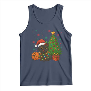 Funny Christmas Black Cat Tank Top Gift For Cat Lover TS12 Navy Print Your Wear