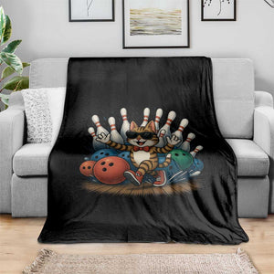 Funny Bowler Gift Throw Blanket Bowling Cat With Sunglasses TS12 Print Your Wear