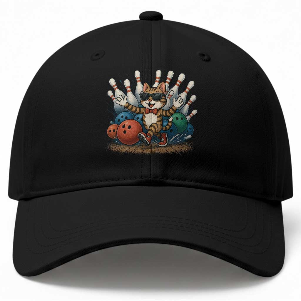 Funny Bowler Gift Baseball Cap Bowling Cat With Sunglasses TS12 Print Your Wear