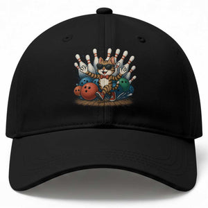 Funny Bowler Gift Baseball Cap Bowling Cat With Sunglasses TS12 Print Your Wear