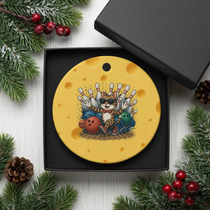 Funny Bowler Gift Ceramic Ornament Bowling Cat With Sunglasses TS12 1pc Yellow Cheese Print Your Wear