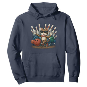 Funny Bowler Gift Hoodie Bowling Cat With Sunglasses TS12 Navy Print Your Wear