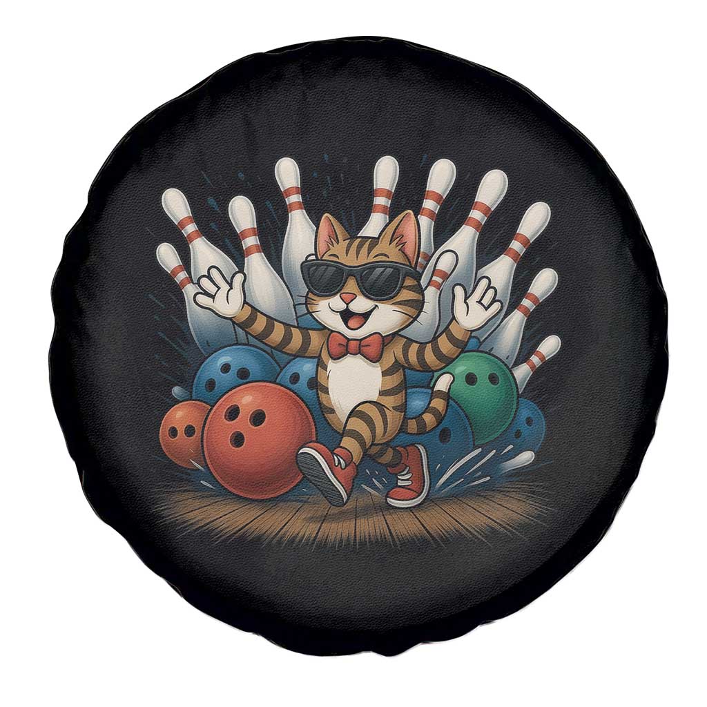 Funny Bowler Gift Spare Tire Cover Bowling Cat With Sunglasses TS12 Print Your Wear
