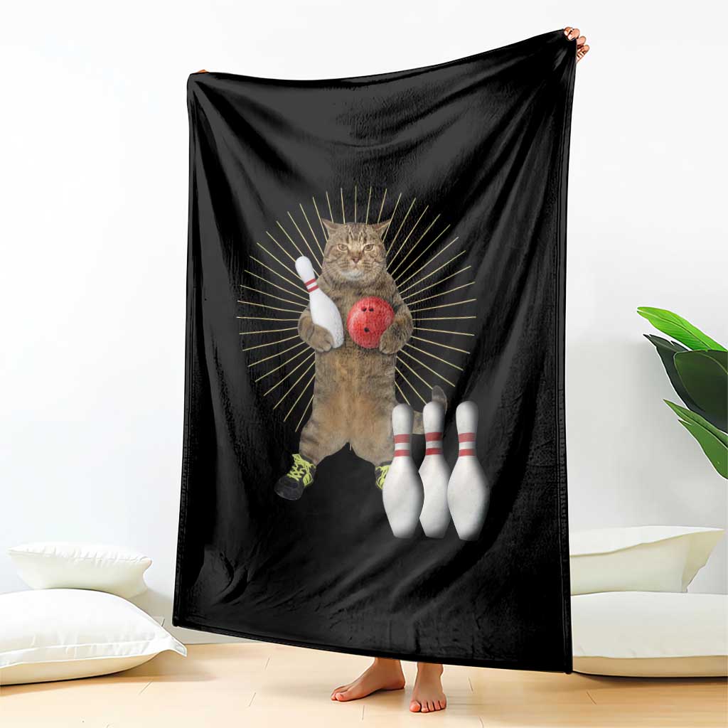 Funny Cat Bowling Meme Throw Blanket Gift For Bowlers TS12 Print Your Wear