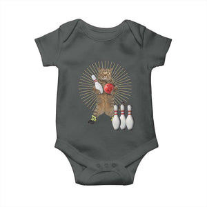 Funny Cat Bowling Meme Baby Onesie Gift For Bowlers TS12 Dark Heather Print Your Wear
