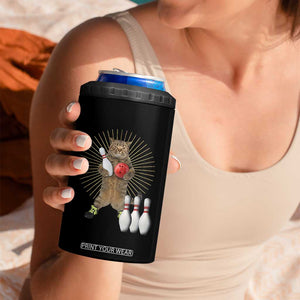 Funny Cat Bowling Meme 4 in 1 Can Cooler Tumbler Gift For Bowlers TS12 Print Your Wear