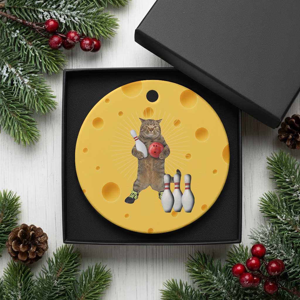 Funny Cat Bowling Meme Ceramic Ornament Gift For Bowlers TS12 1pc Yellow Cheese Print Your Wear