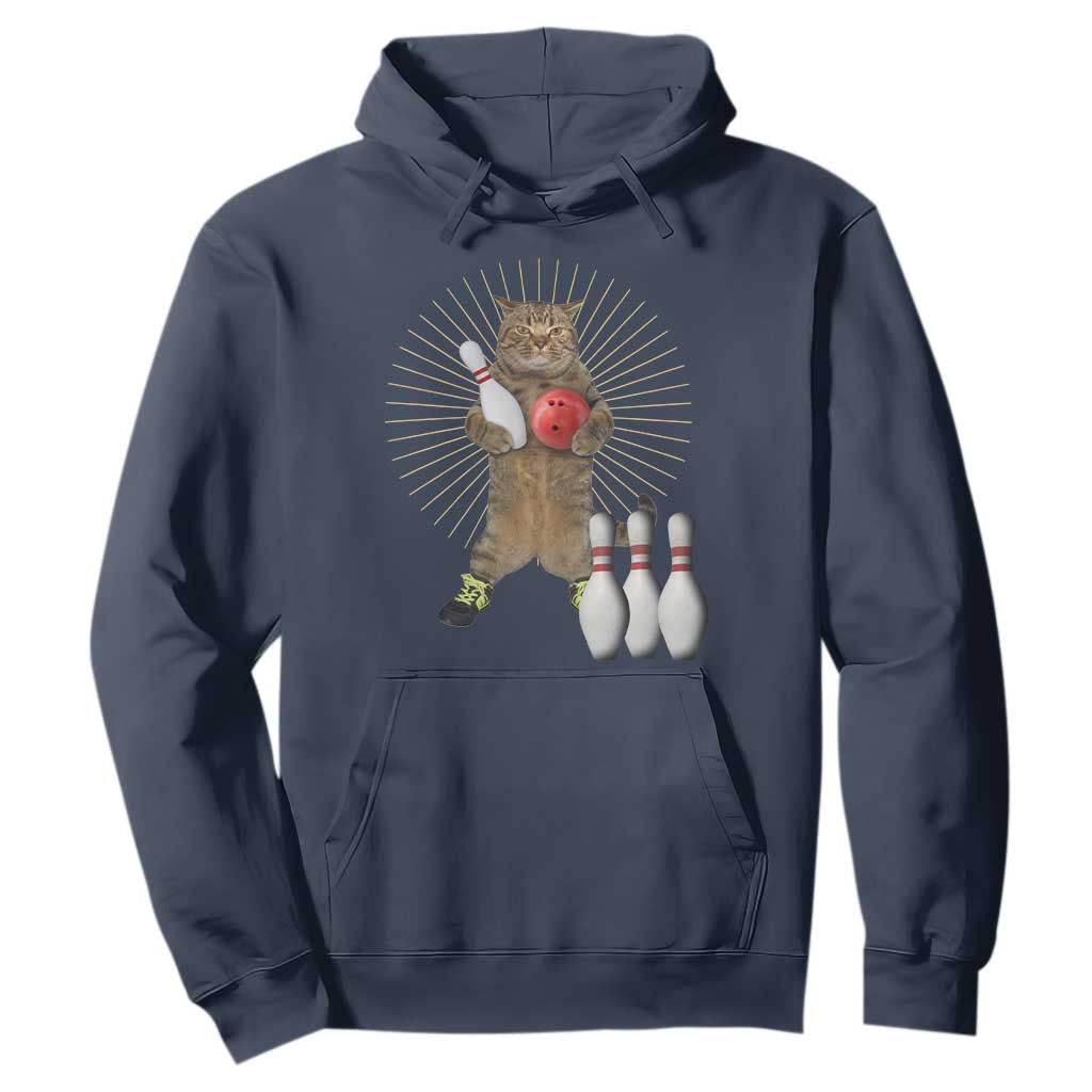 Funny Cat Bowling Meme Hoodie Gift For Bowlers TS12 Navy Print Your Wear