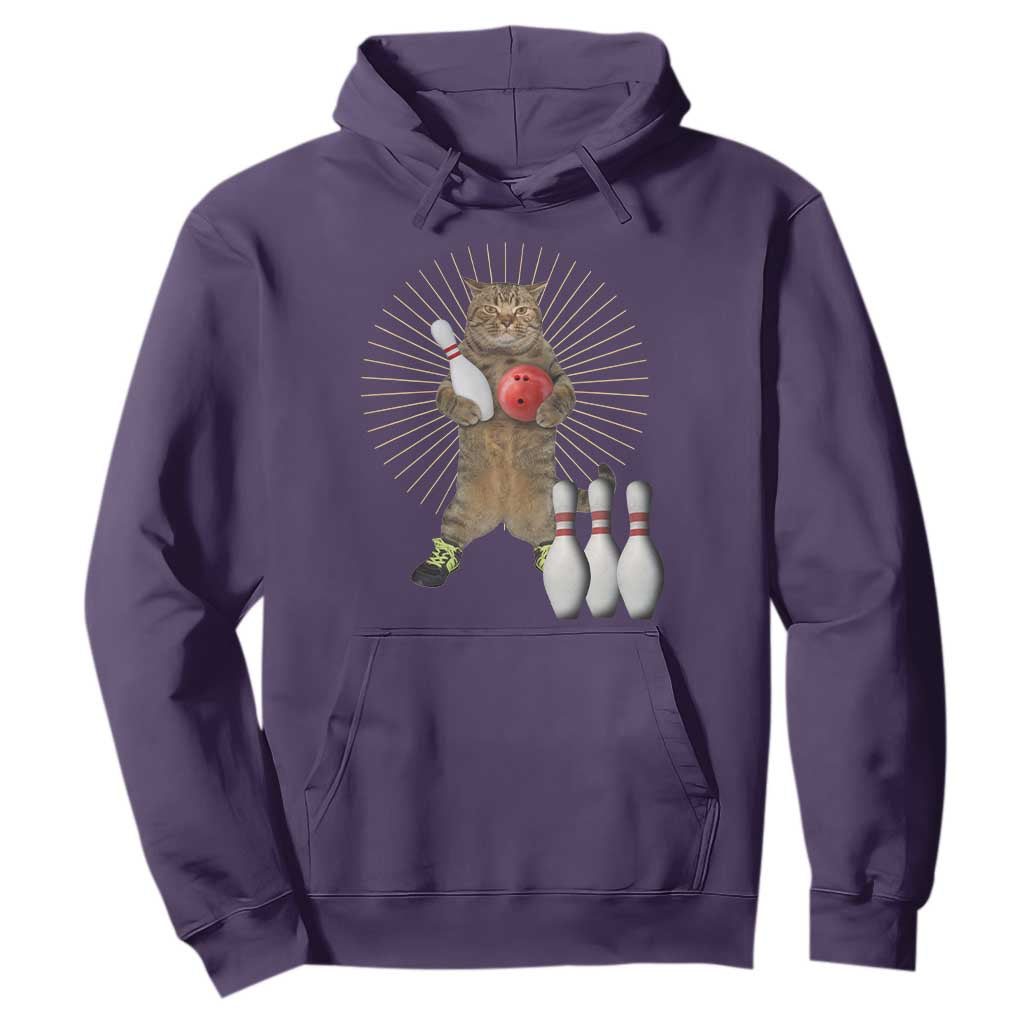 Funny Cat Bowling Meme Hoodie Gift For Bowlers TS12 Purple Print Your Wear