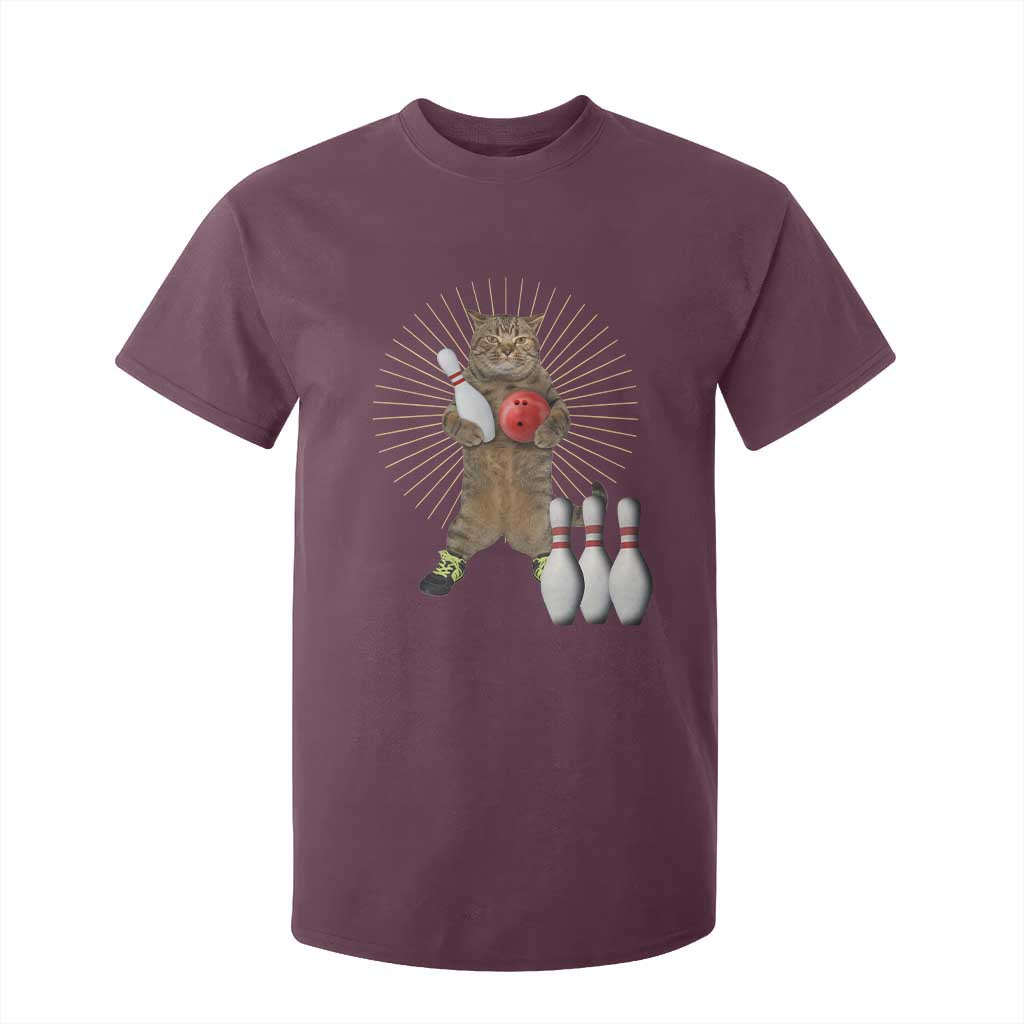 Funny Cat Bowling Meme T Shirt For Kid Gift For Bowlers TS12 Maroon Print Your Wear