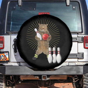 Funny Cat Bowling Meme Spare Tire Cover Gift For Bowlers TS12 No hole Black Print Your Wear