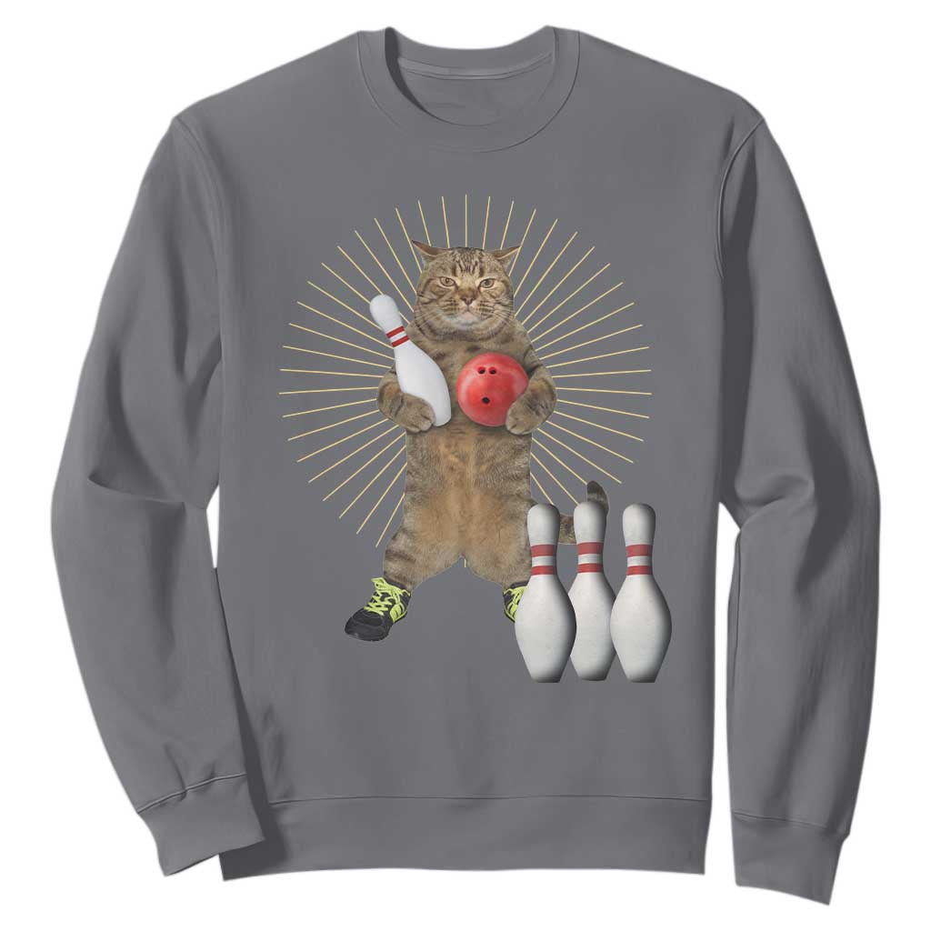 Funny Cat Bowling Meme Sweatshirt Gift For Bowlers TS12 Charcoal Print Your Wear