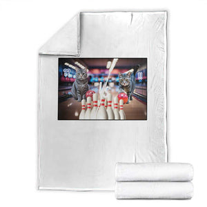 Funny Cats Bowling Battle Throw Blanket Gift For Cat Lovers TS12 Black Print Your Wear