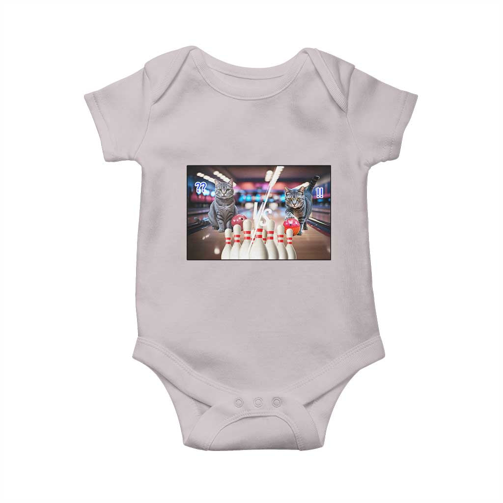 Funny Cats Bowling Battle Baby Onesie Gift For Cat Lovers TS12 Ice Gray Print Your Wear