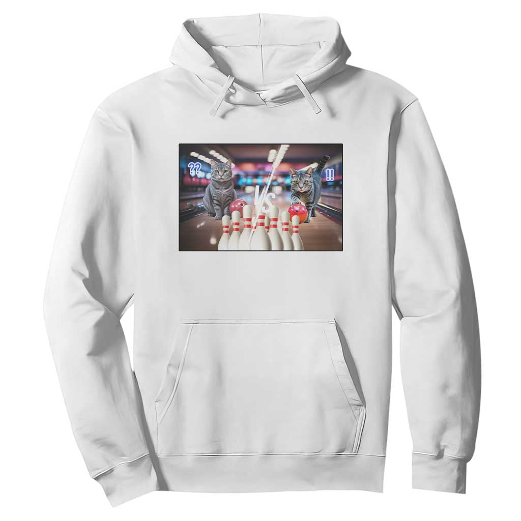 Funny Cats Bowling Battle Hoodie Gift For Cat Lovers TS12 White Print Your Wear
